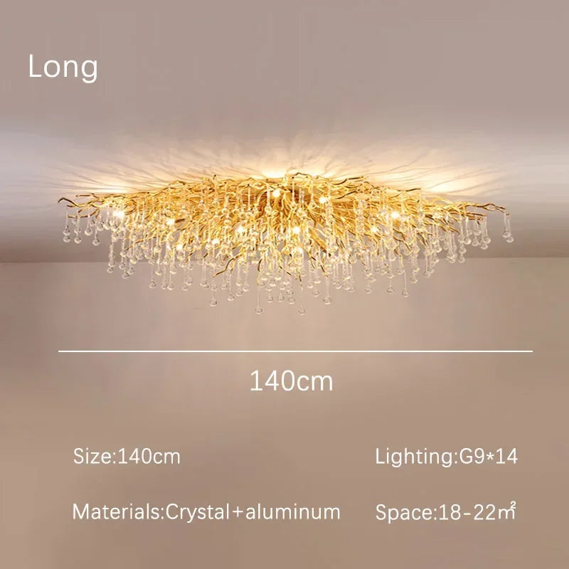 Rectangle Luxury Gold Crystal Chandelier For Dining Living Room Lobby Kitchen Table Modern Lurxy Gold Crystal Celling Chandelier
