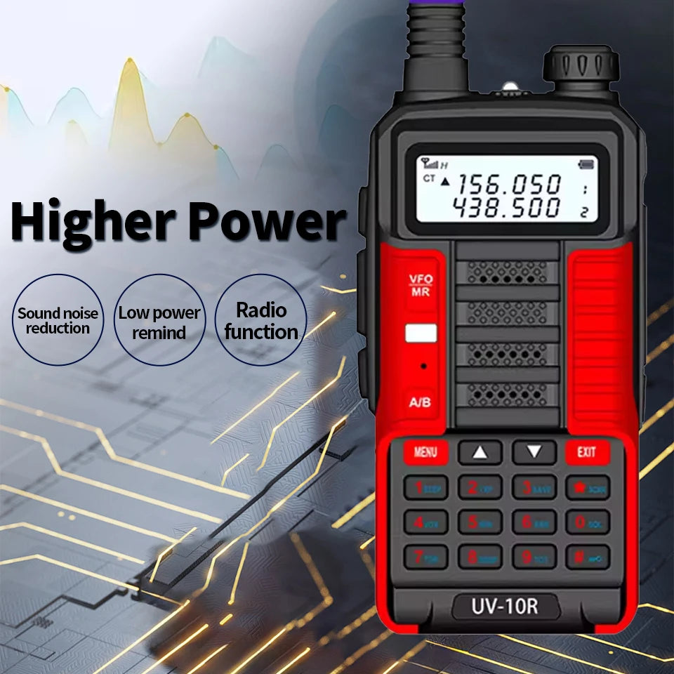 1PC Baofeng UV-10R Dual Band HF Transceiver High Power 10W Professional UV10R Walkie Talkie Long Distance Two Way Ham Radio