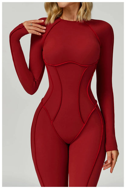 Sexy Hollow Back Long Sleeve Yoga Jumpsuit Women Quick Dry One-piece Yoga Suit Gym Training Leggings Playsuit Slim Fit Bodysuits