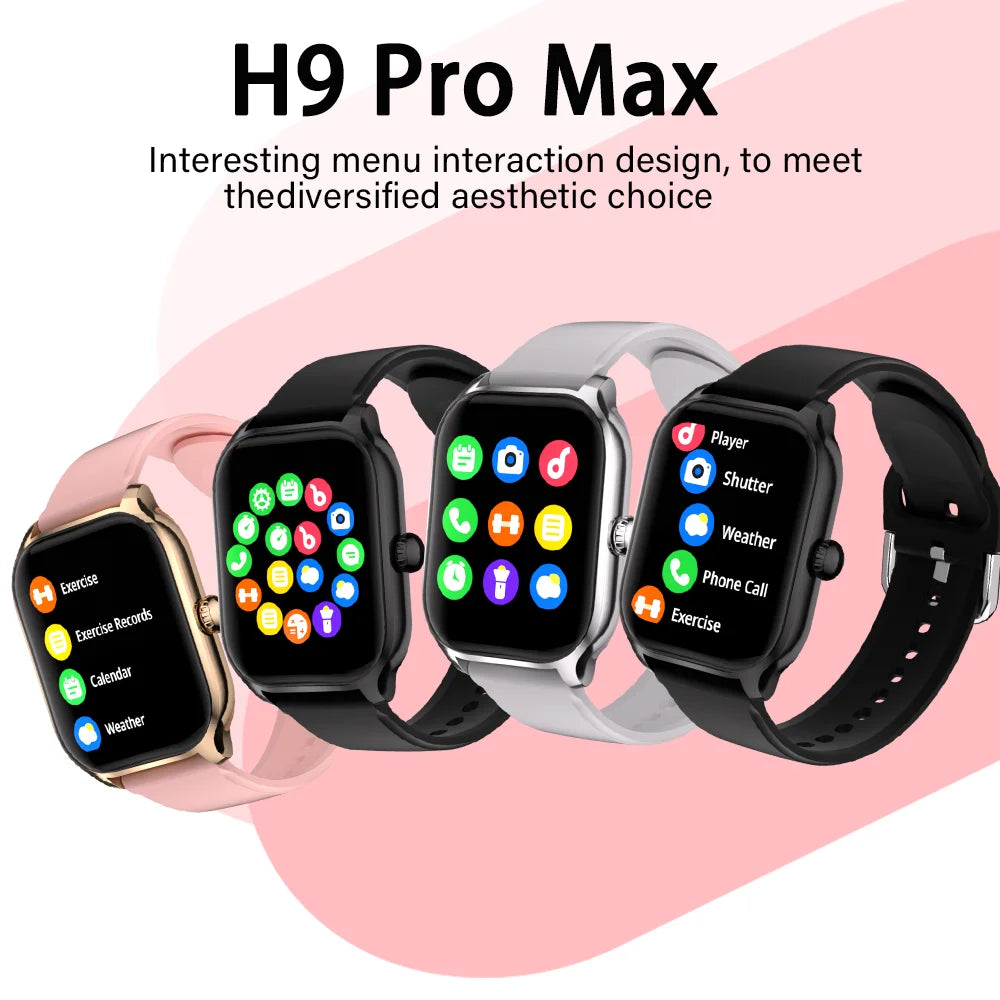 LAXASFIT H9 Smart Watch Men Women Sports Fitness Tracker 2.01 inch HD Screen Bluetooth Talking Smart Watch For Android IOS