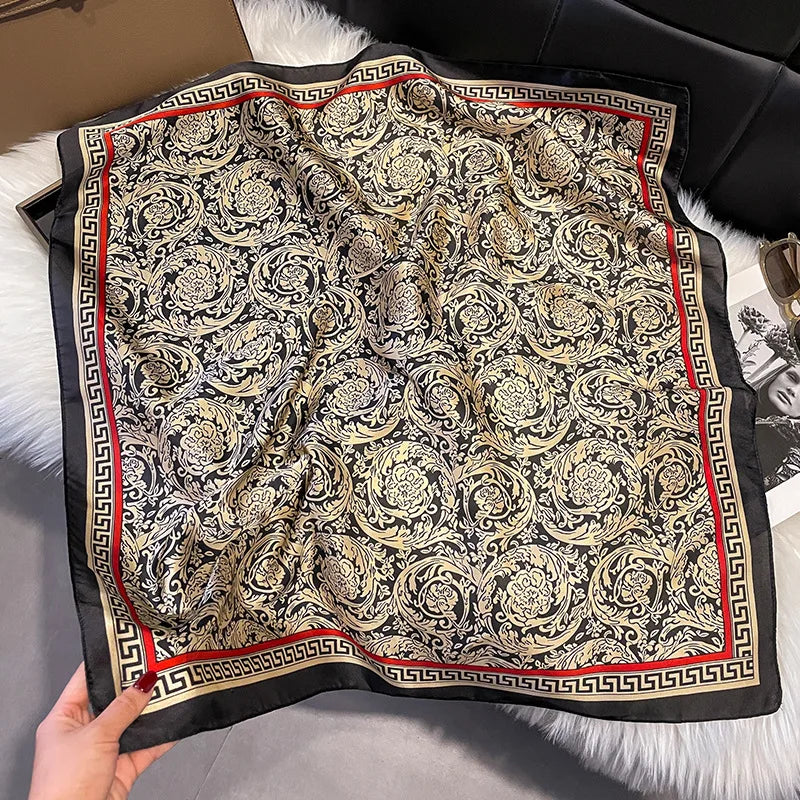 2025 Korean Satin Silk Scarf 70cm Square Women Fashion Shawl Wrap Neckerchief New Elegant