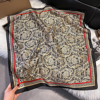 2025 Korean Satin Silk Scarf 70cm Square Women Fashion Shawl Wrap Neckerchief New Elegant