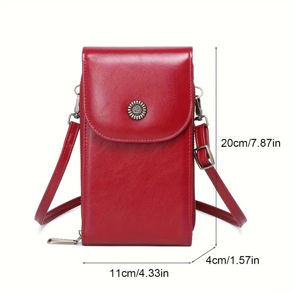 RFID Blocking Crossbody Phone Wallet Soft Leather Wallets Vintage Cell Phone Purse Versatile Female Shoulder Bags Women Handbag
