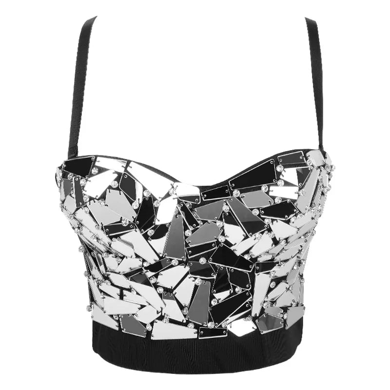 Quality Pearl Tank Tops Rhinestone Women Crop Top Club Clothes Streetwear Y2K Corset Woman Shaper Camis Fashion Feamale Clothing
