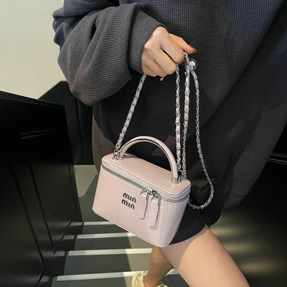 Women Square Handbags 2025 Spring Fashion Chains Crossbody Bags Soft PU Shoulder Bag Ladies Elegant Chic Mini Mobile Phone Bags