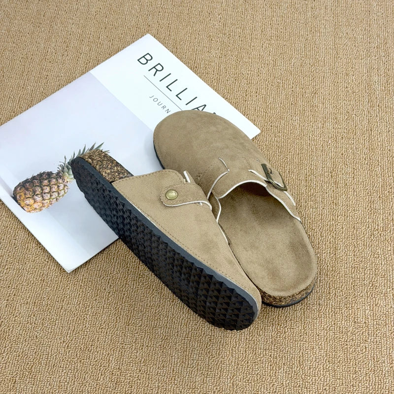 Women's Casual Closed Toe Flip-flops Summer Outdoor Slippers Couple's Flannel Sandals Comfortable Non-slip Men And Women Slides