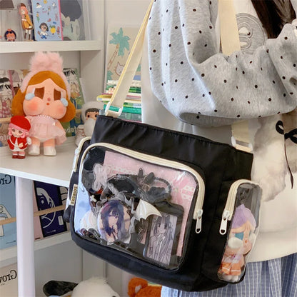 Trendy Transparent Crossbody Bag for Girls Large Capacity Shoulder Bags Fashionable School Style Texture and Versatile Ita Bag