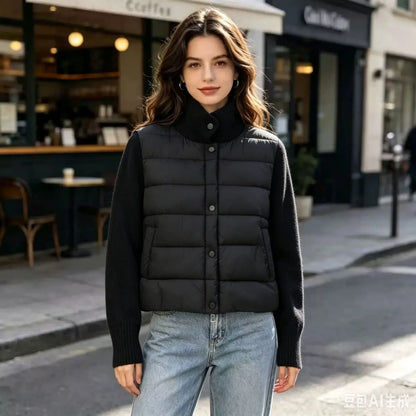 Winter Women's Jacket Thick Warm Short Parka Black Coats Woman Parkas Elegant Zipper Cotton Jackets Coat Female New