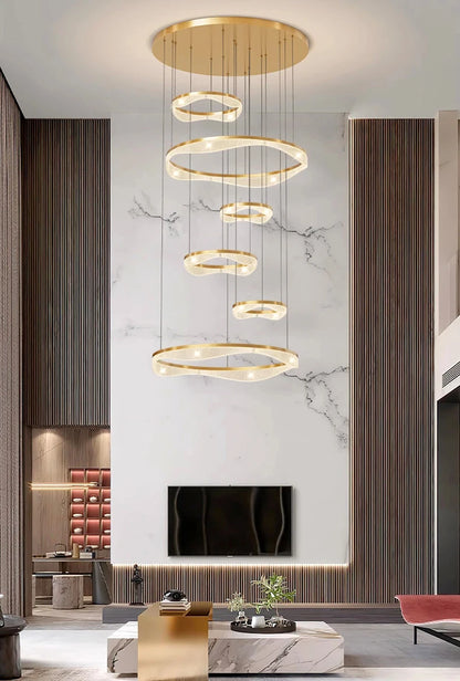 Modern ring stairs led lights pendant light lamps for living room led Chandeliers for dining room hanging light indoor lighting