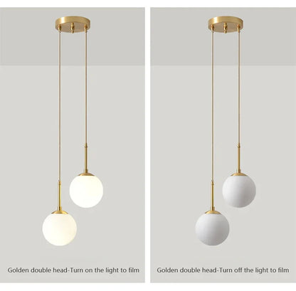 LED Glass Ball Pendant Lamp Nordic Chandelier Lights Home Indoor Dining Room Restaurant Bar Table Decor Hanging Suspension Lamp
