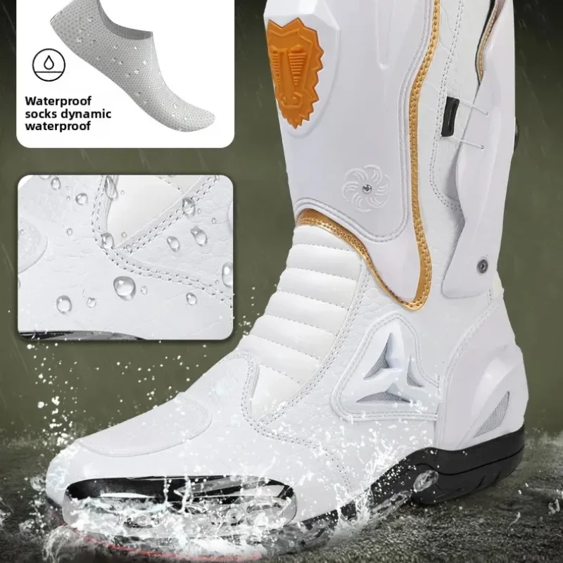 JG-Wolf Waterproof Motocross Boots Adventure Touring Steel Toe Off-Road Boots CE Certified Dirt Bike Motorcycle Racing Boots Men