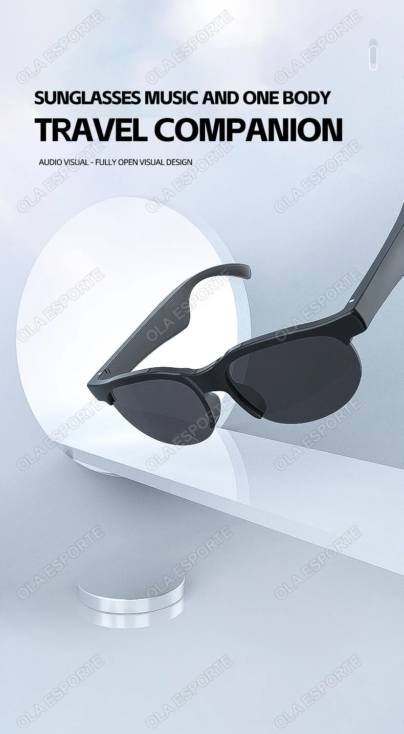 New Smart Glasses Men Bluetooth 5.3 Earphones Anti-Blu-ray Stereo headset Dual Speaker Touch Music Control Headphone Sunglasses