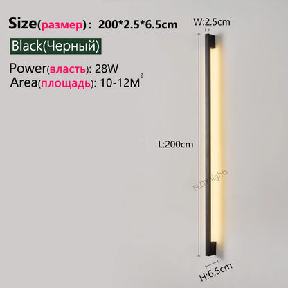 Modern Minimalist Long Wall Lamp LED Wall Mounted Light Indoor Living Room Bedroom Background Lamp Home Decora Fixtures 110/220V