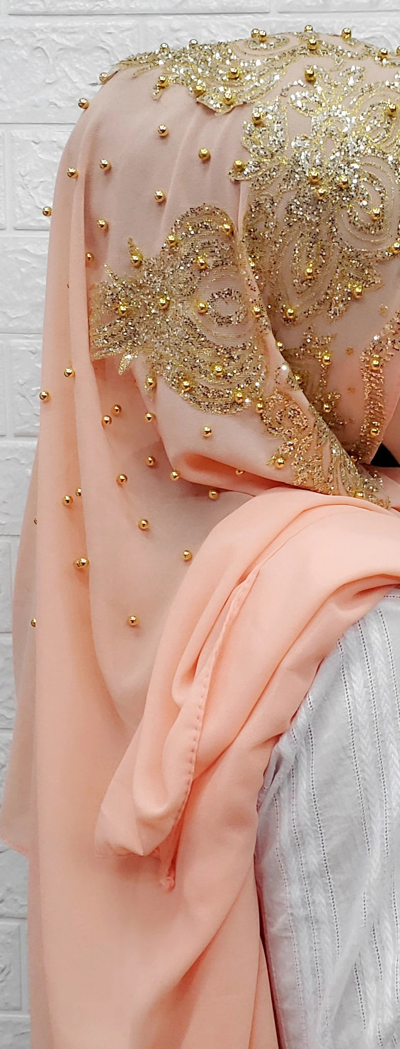 Chiffon Hijab Scarf Muslim Islamic Hijabs Scarves for Woman Long Headwraps with Bead Head Scarf Shawl Wrap Prayer Turbante