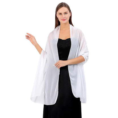 Pure Color Chiffon Shawls for Evening Dresses Women Wedding Evening Party Capes Scarves Summer Beach Towel Sunscreen Shawl