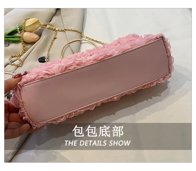 Luxury Satin Floral Bride Party Evening Clutch Bag Women Wedding Purses and Handbags Small Shoulder Chain Bag Designer Bag