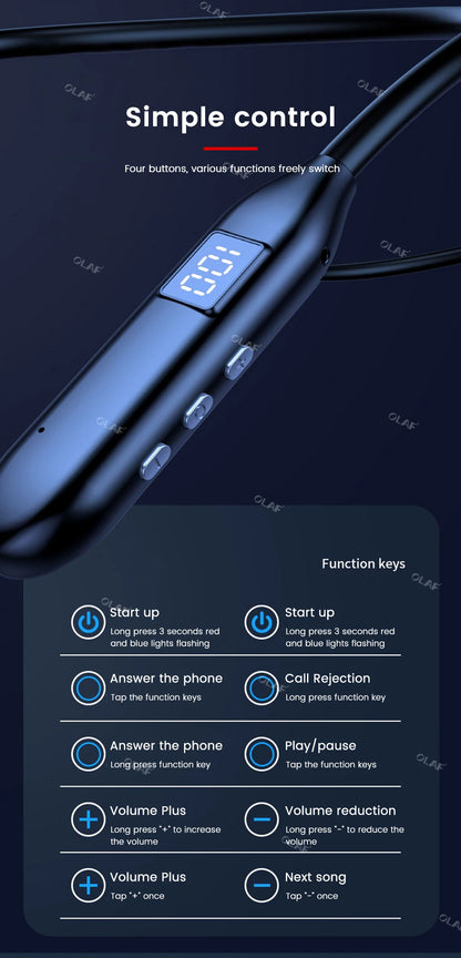 Sy8 Wireless Earphones Bluetooth 5.3 Neckband Headphones LED Super Power Waterproof Sport Magnetic Headset Handfree with Mic