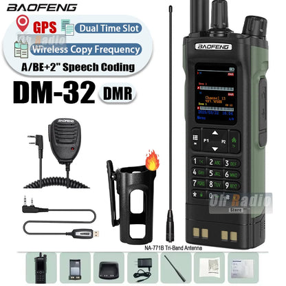 BAOFENG DM-32 Walkie Talkie With Belt Holster DMR Radio Digital GPS APRS AES256 Type-C Vox 4000CH DualMode Analog Dual Time Slot