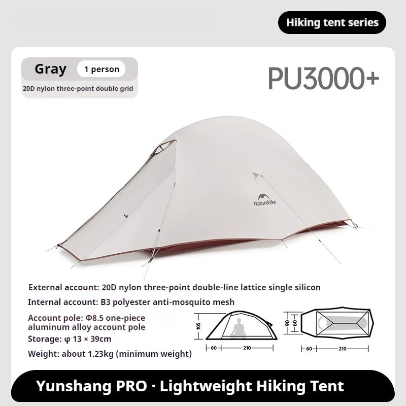 Naturehike Cloud Up Pro Tent Ultralight 1.36kg 1-2 Person 20D Waterproof Three Seasons for Camping Outdoor Hiking Backpack Tent