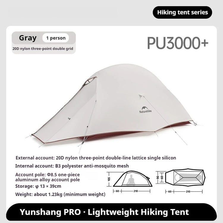 Naturehike Cloud Up Pro Tent Ultralight 1.36kg 1-2 Person 20D Waterproof Three Seasons for Camping Outdoor Hiking Backpack Tent