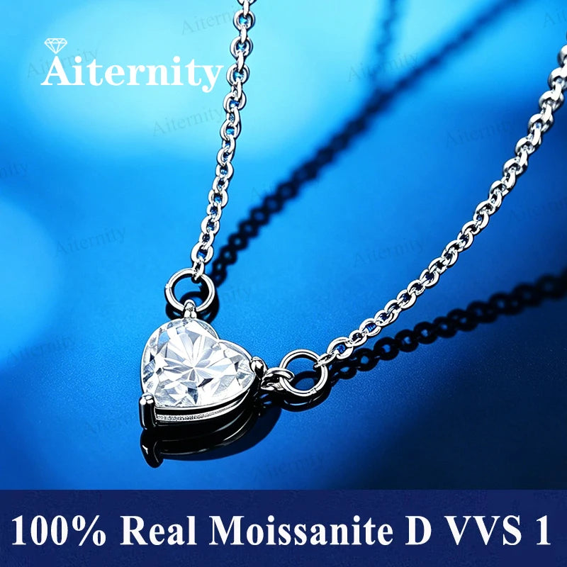 Asscher Cut Moissanite 0.5 Carat 1 Carat 2 Carat Women's Necklace GRA Certified Pendant D VVS S925 Silver Wedding Party Jewelry