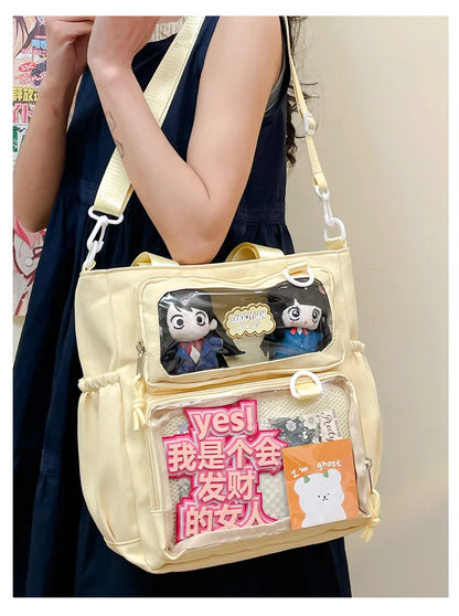 Y2K Japanese Preppy Style Shoulder Crossbody Bag New Nylon School Bags for Teenage Girls Transparent Itabag Backpacks Ita Bag