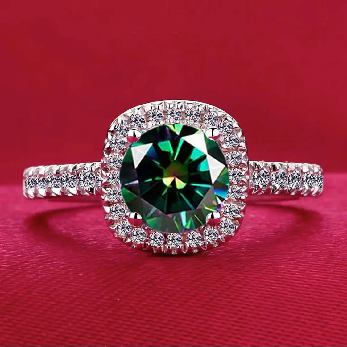 Best-selling 925 sterling silver 1-carat diamond square ring, suitable for engagement, proposal or party wear, stylish and versa