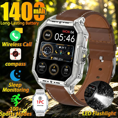 2026 newhigh-endoutdoorhikingadventuresmartwatch,1400mAh large battery,wirelesscommunication,voiceassistant,heartrate monitoring