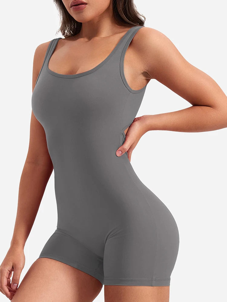 Summer 2025 High-Waisted One-Piece Shorts with Shoulder Straps Slimming Hip Lifting Sexy Sports Yoga Wear