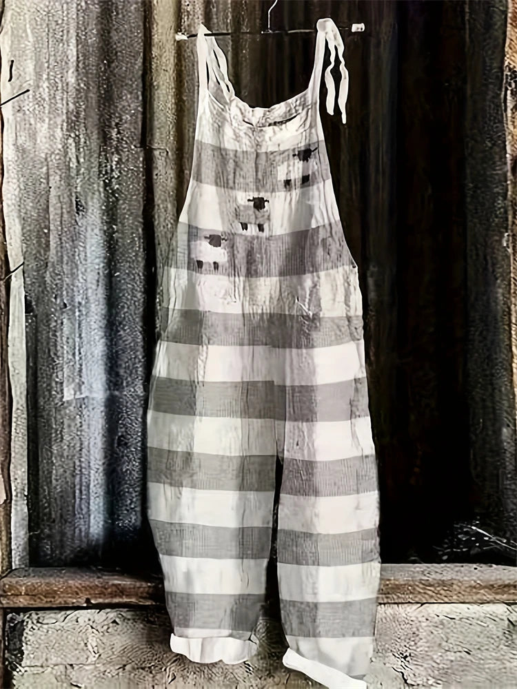 New Summer Women's Jumpsuit Cartoon Dog Print Fashion Cute Casual Jumpsuit Women's Parent-Child Outdoor Travel Lace-Up Jumpsuit