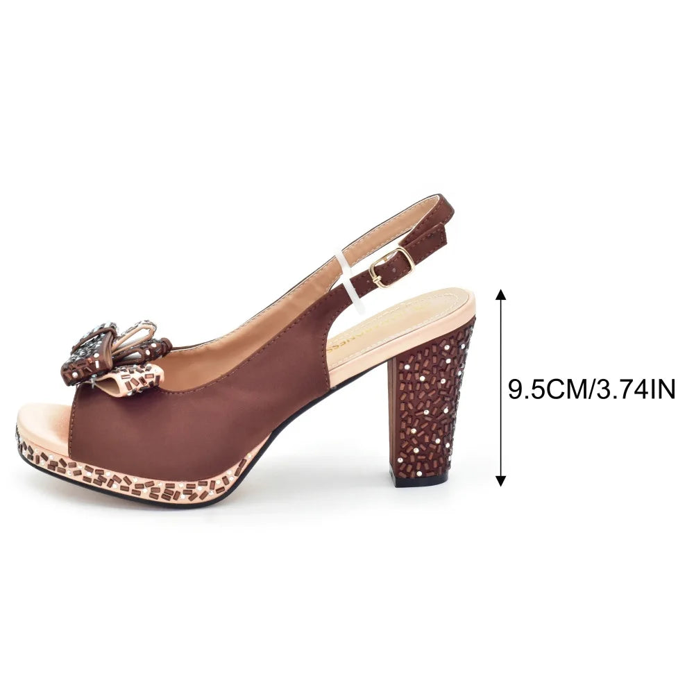 Italian Wedding Matching Shoes and Bags Decorated with Rhinestone African Shoes and Bags Matching Set Ladies Shoes Luxury