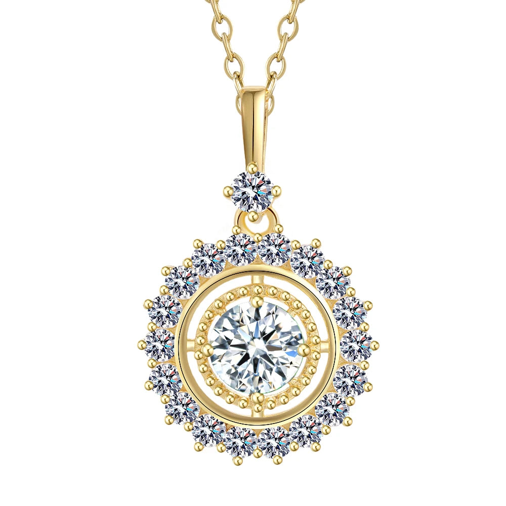 1ct Green Moissanite Necklace Gold Plated S925 Silver with Certificate Passed Diamond Test Necklace Women Jewelry Gift