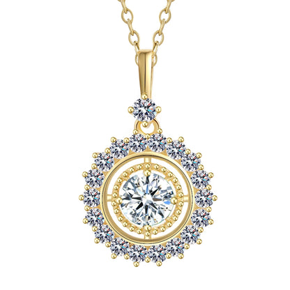 1ct Green Moissanite Necklace Gold Plated S925 Silver with Certificate Passed Diamond Test Necklace Women Jewelry Gift