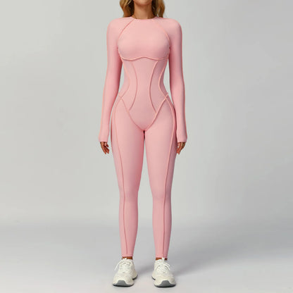 Sexy Hollow Back Long Sleeve Yoga Jumpsuit Women Quick Dry One-piece Yoga Suit Gym Training Leggings Playsuit Slim Fit Bodysuits