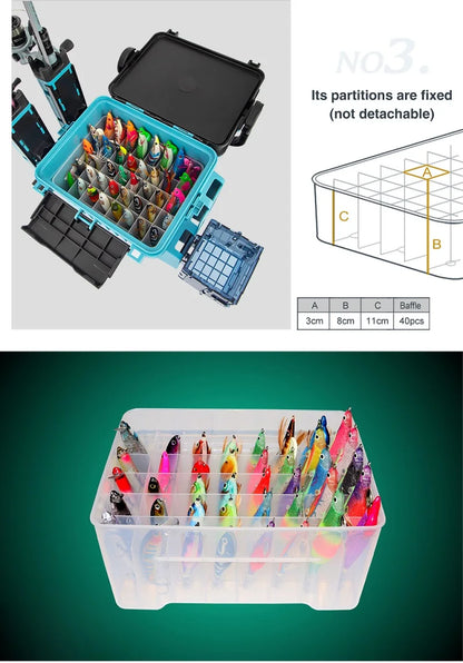New 40 Grids Plastic Fishing Tackle Box Lined Box Webfoot Octopus Egi Storage Organizer Box Squid Jig Hard Lure Sea Tool Case