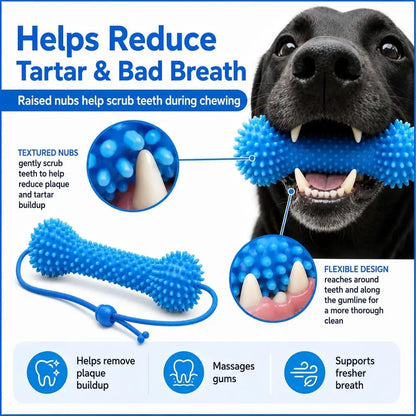 Dual-Action Canine Dental Prop, Dog Dental Chew Toy for Teeth Cleaning Brushing, Reusable Dental Chews for Dogs