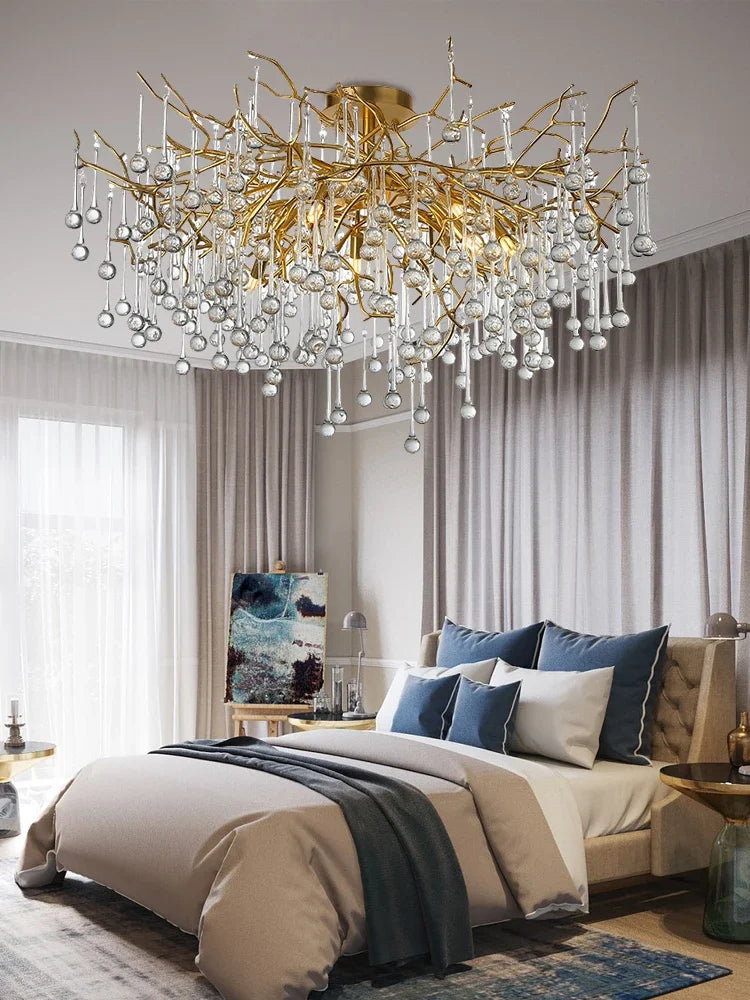 Rectangle Luxury Gold Crystal Chandelier For Dining Living Room Lobby Kitchen Table Modern Lurxy Gold Crystal Celling Chandelier