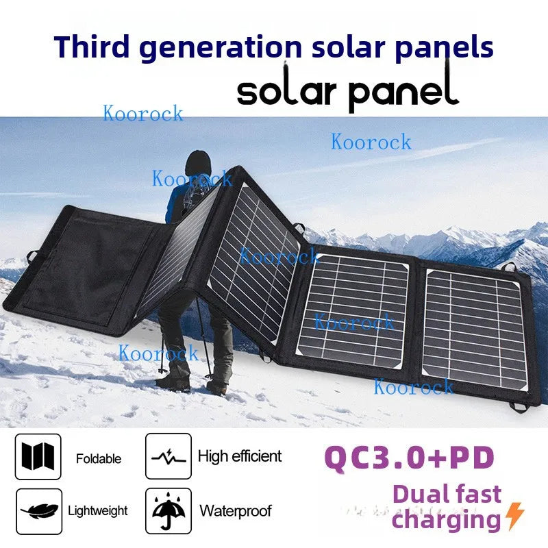 Ultra Monocrystalline Silicon Solar Panel Portable Foldable Photovoltaic Panel for Outdoor USB Charger 5V/9V for Smartphones QC