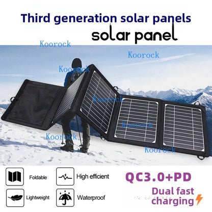 Ultra Monocrystalline Silicon Solar Panel Portable Foldable Photovoltaic Panel for Outdoor USB Charger 5V/9V for Smartphones QC