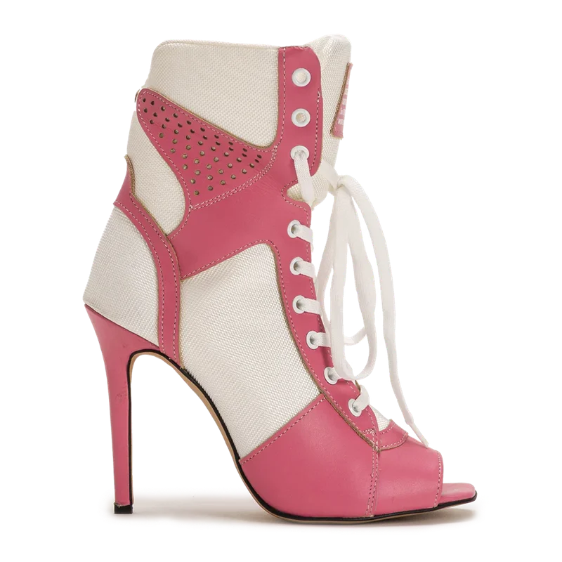 Peep Toe Corss Tied Patchwork Ankle Boots Sexy Square Toe Thick Heel New Arrivals Fashion Women Runway Shoes