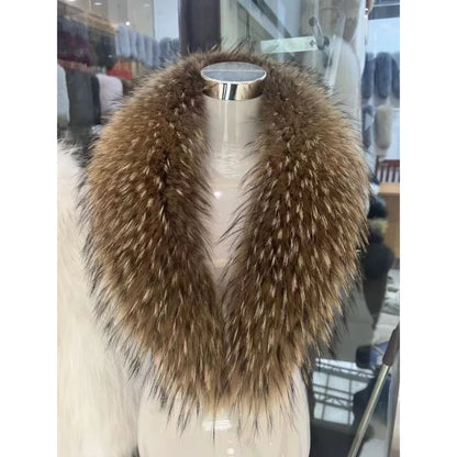 Raccoon Fur Collar Female Winter Fur Collar Coat Jacket Shawl Women Furry Fur Collar Scarves Neck Warmer Natural Fur Scarves