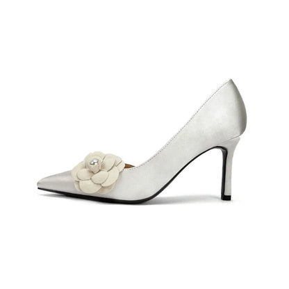 Two Piece High Heel Women's Shoes with Silk Satin Flower Decoration Women's High Heel Sandals Luxury Designer Women's Shoes
