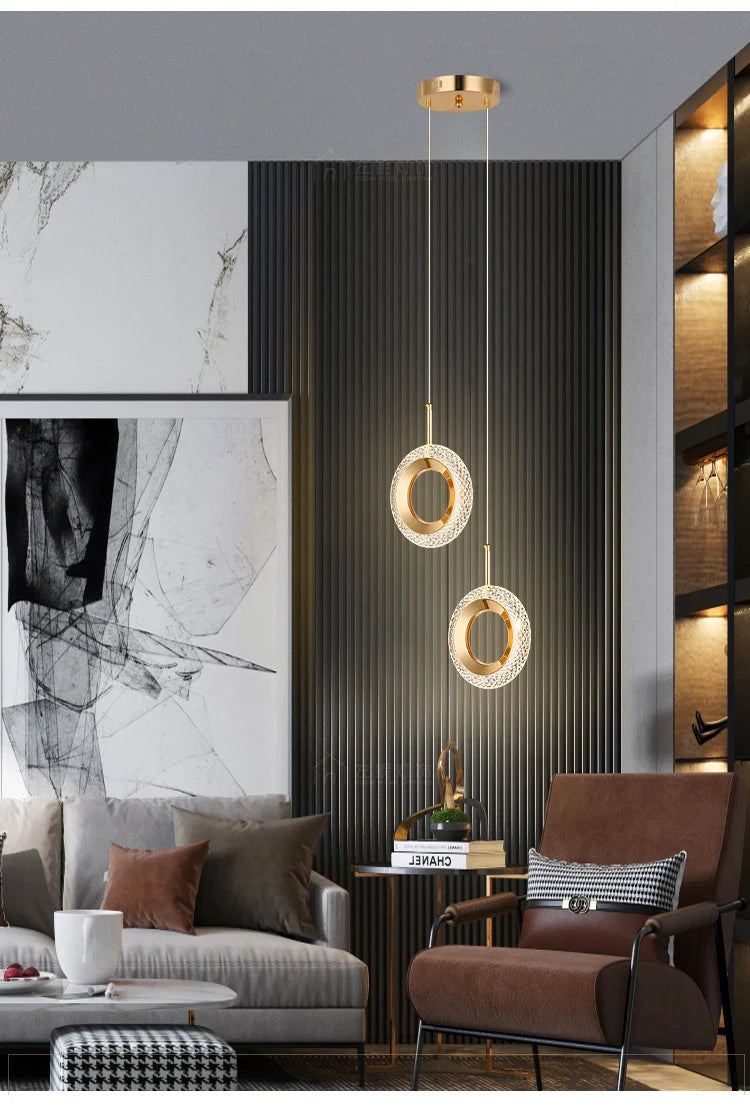 Nordic Ring LED Pendant Lights Indoor Hanging Lamp Room Decor For Bedside Bedroom Living Room Modern Pendant Lamp