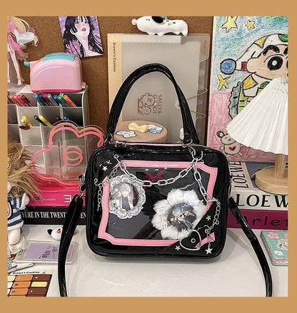 JIAERDI Sweet Cool Hot Girl Subculture Ita Bag Women Gothic Chain Crossbody Bag Ladies Large Capacity Black Shoulder Bags Y2K