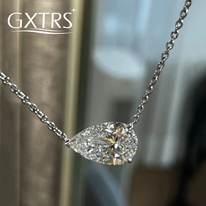 GXTRS 1/2/3CT Pear Cut Moissanite Pendant Necklace For Women S925 Silver Waterdrop Lab Diamond Neck Chain Fine Jewelry Certified
