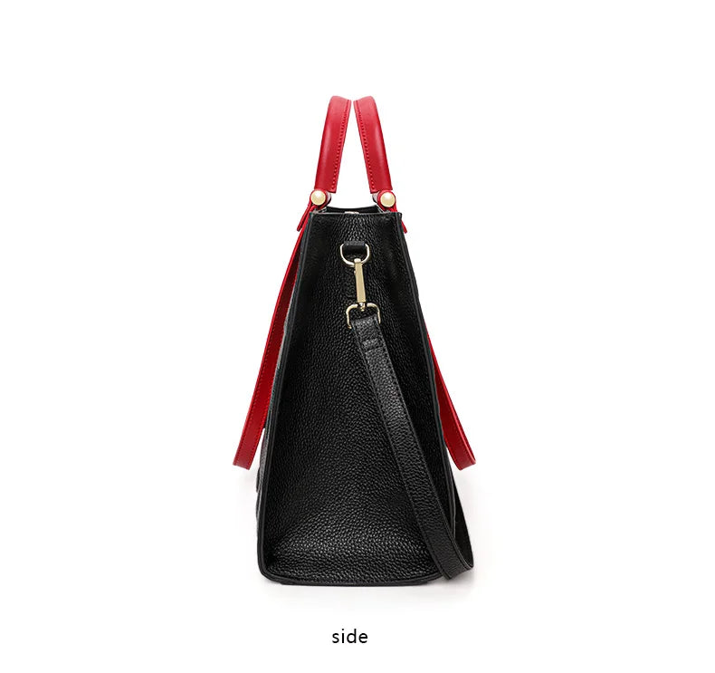 2026 New Large Capacity Contrast Letter Printed Women's Handbag High end Cowhide Mom's Bag