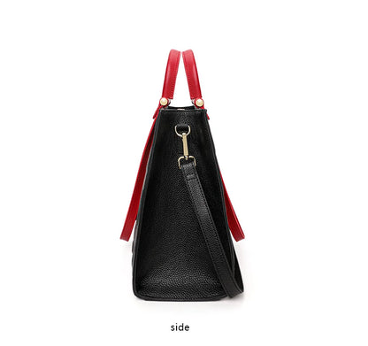 2026 New Large Capacity Contrast Letter Printed Women's Handbag High end Cowhide Mom's Bag