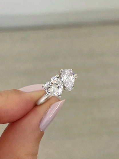 925 Sterling Silver Simplicity Classic Zircon Water Drop Ring For Women Engagement Wedding Luxury High Quality Fine Jewelry
