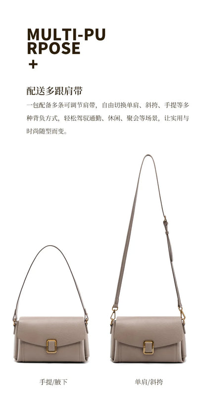 Women's Genuine Grade Cow  Leather Shoulder Crossbody Purse Bag Luxury Designer Ladies Underarm Bag Female Small Square Bag New