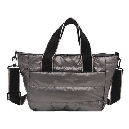 2025 Winter Luxury Quilted Tote Bag Women Fashion Down Puffer Shoulder Bag Large Capacity Crossbody Messenger Purse Nylon Gift